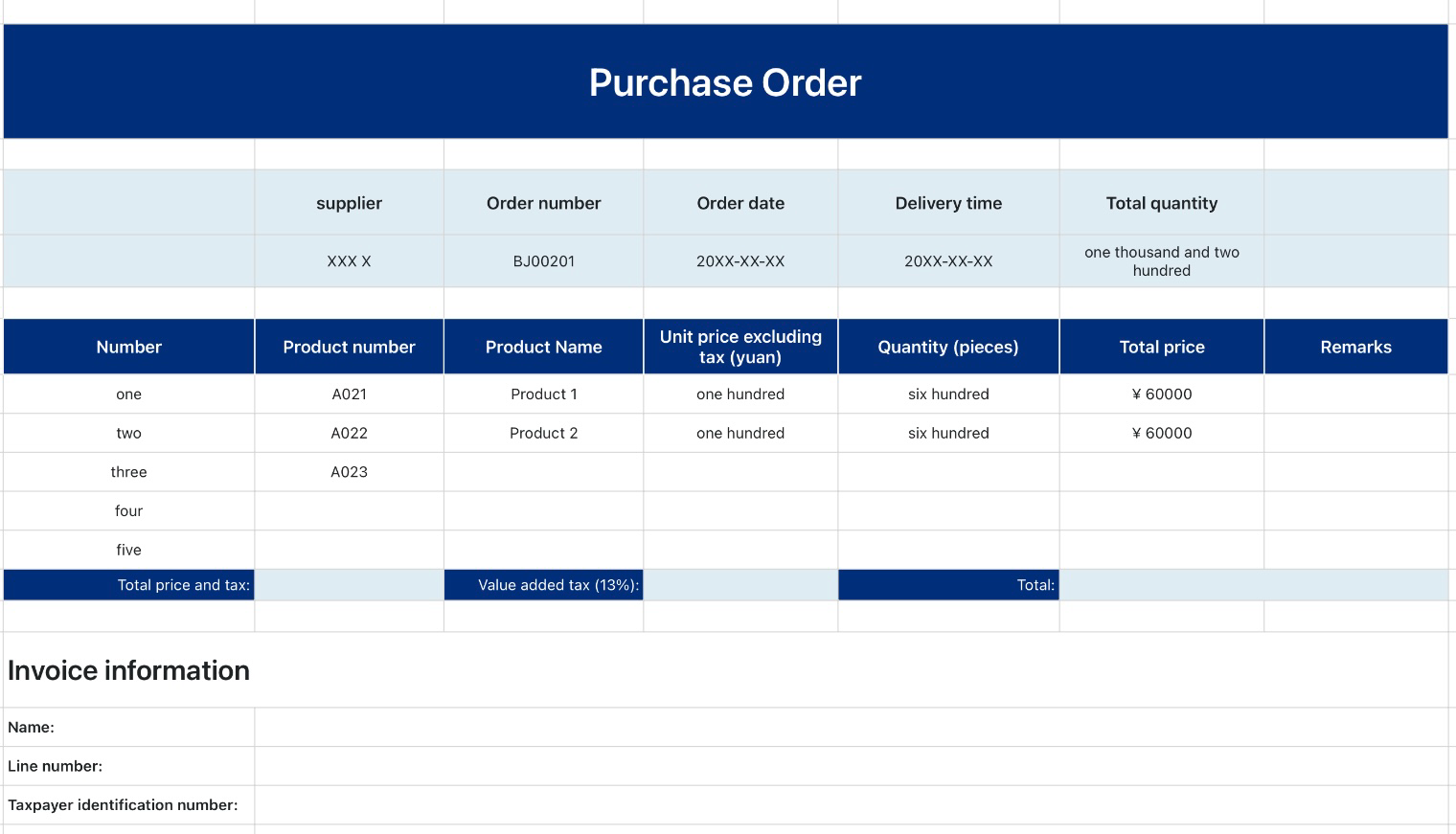 Purchase order 12